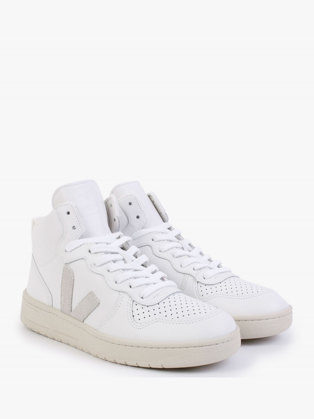 Veja V-15 Leather Extra White Natural High-Top Trainers